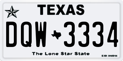 TX license plate DQW3334