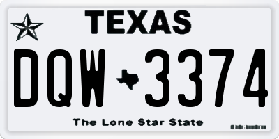 TX license plate DQW3374