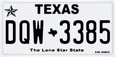 TX license plate DQW3385