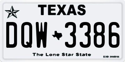 TX license plate DQW3386
