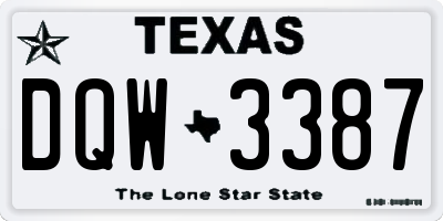 TX license plate DQW3387