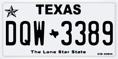 TX license plate DQW3389