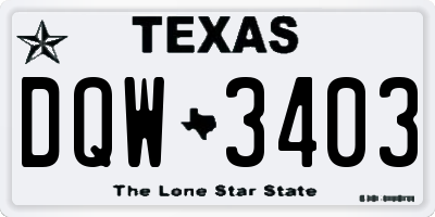 TX license plate DQW3403