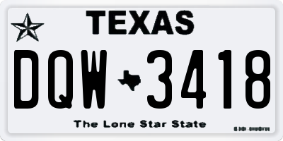TX license plate DQW3418