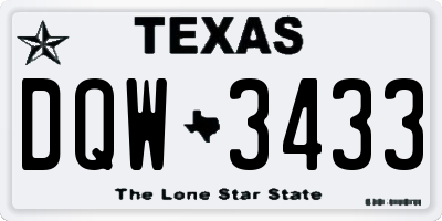 TX license plate DQW3433