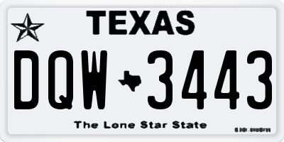 TX license plate DQW3443