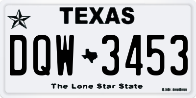 TX license plate DQW3453