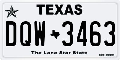 TX license plate DQW3463