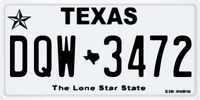 TX license plate DQW3472