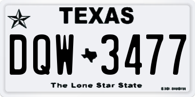 TX license plate DQW3477