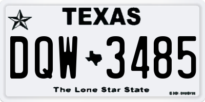 TX license plate DQW3485