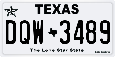 TX license plate DQW3489