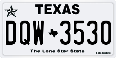 TX license plate DQW3530