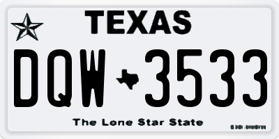 TX license plate DQW3533