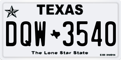 TX license plate DQW3540