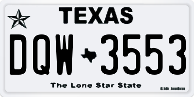 TX license plate DQW3553