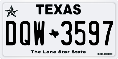TX license plate DQW3597