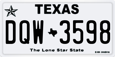 TX license plate DQW3598