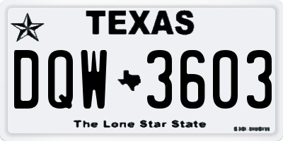 TX license plate DQW3603