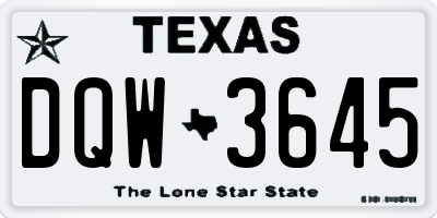 TX license plate DQW3645