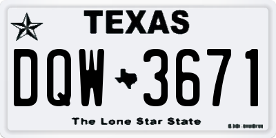 TX license plate DQW3671