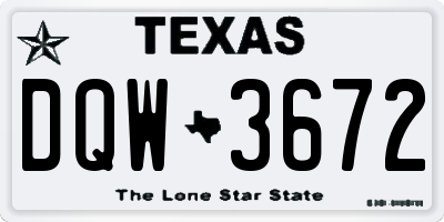 TX license plate DQW3672