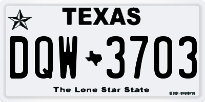 TX license plate DQW3703