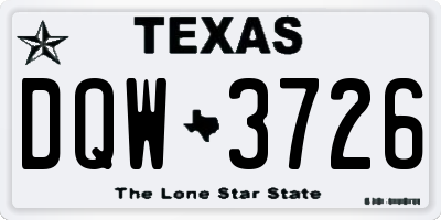 TX license plate DQW3726