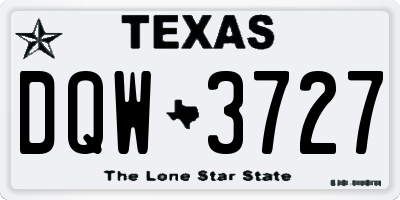 TX license plate DQW3727