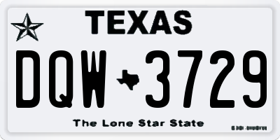 TX license plate DQW3729