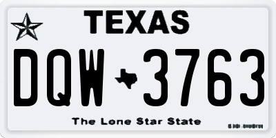 TX license plate DQW3763