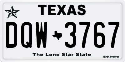 TX license plate DQW3767