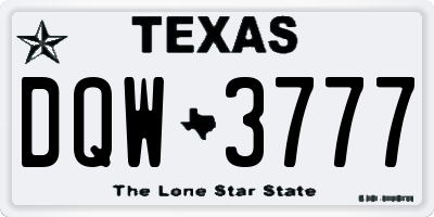 TX license plate DQW3777