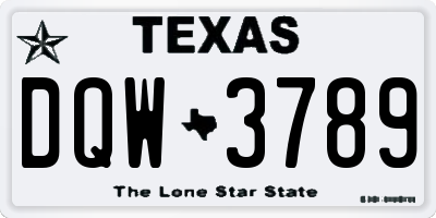 TX license plate DQW3789