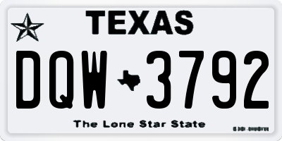 TX license plate DQW3792