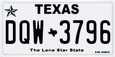 TX license plate DQW3796