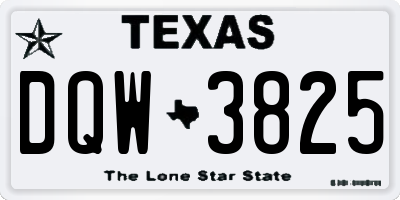 TX license plate DQW3825