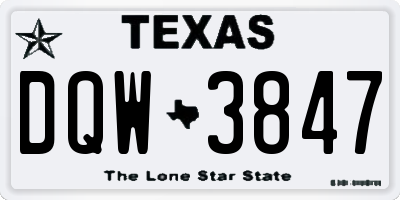 TX license plate DQW3847