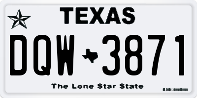 TX license plate DQW3871