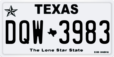 TX license plate DQW3983