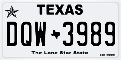 TX license plate DQW3989