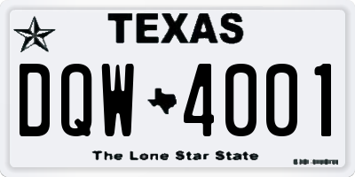 TX license plate DQW4001