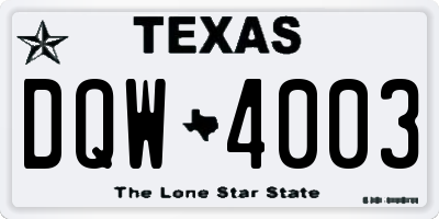 TX license plate DQW4003