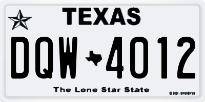 TX license plate DQW4012