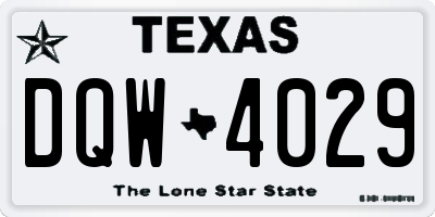 TX license plate DQW4029