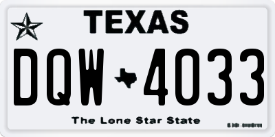 TX license plate DQW4033