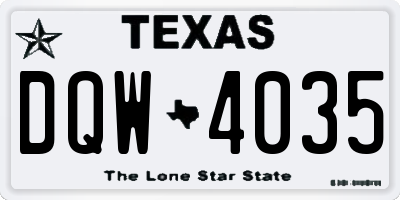 TX license plate DQW4035