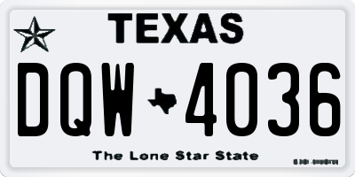 TX license plate DQW4036