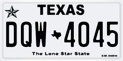 TX license plate DQW4045
