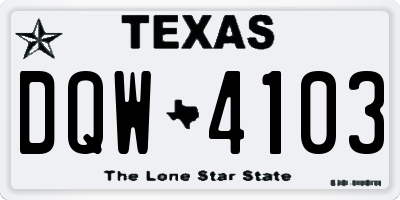 TX license plate DQW4103